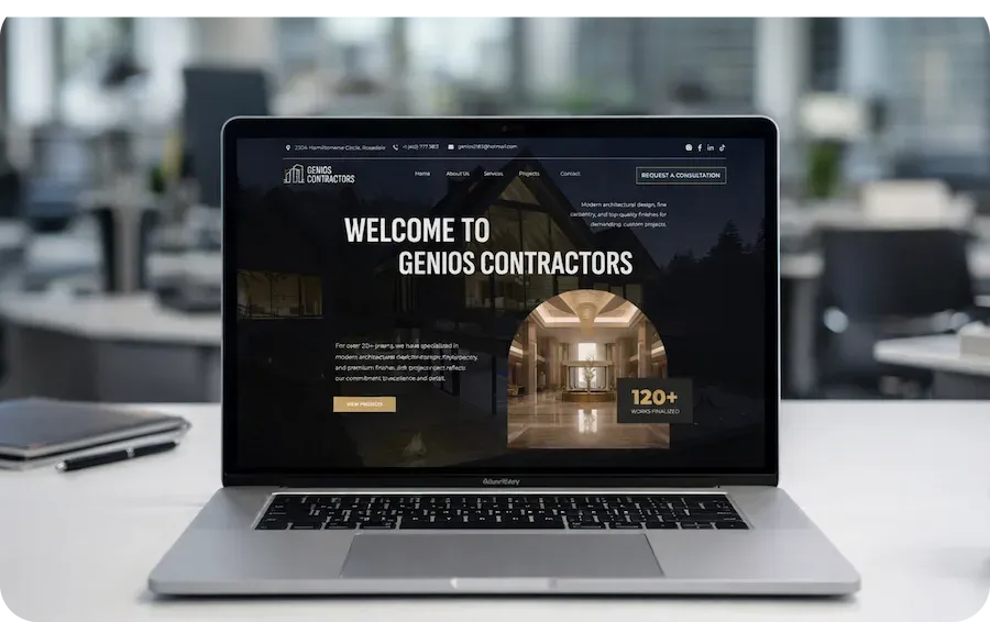 Custom website design for Genios Contractors in Rockville, Maryland